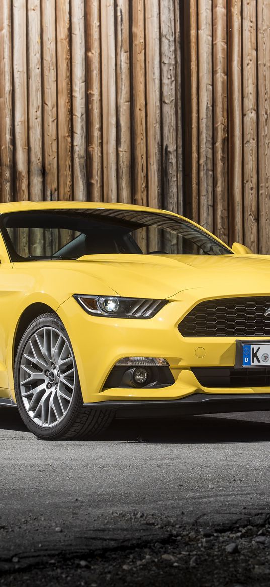 ford, mustang, gt, eu-spec, yellow, side view