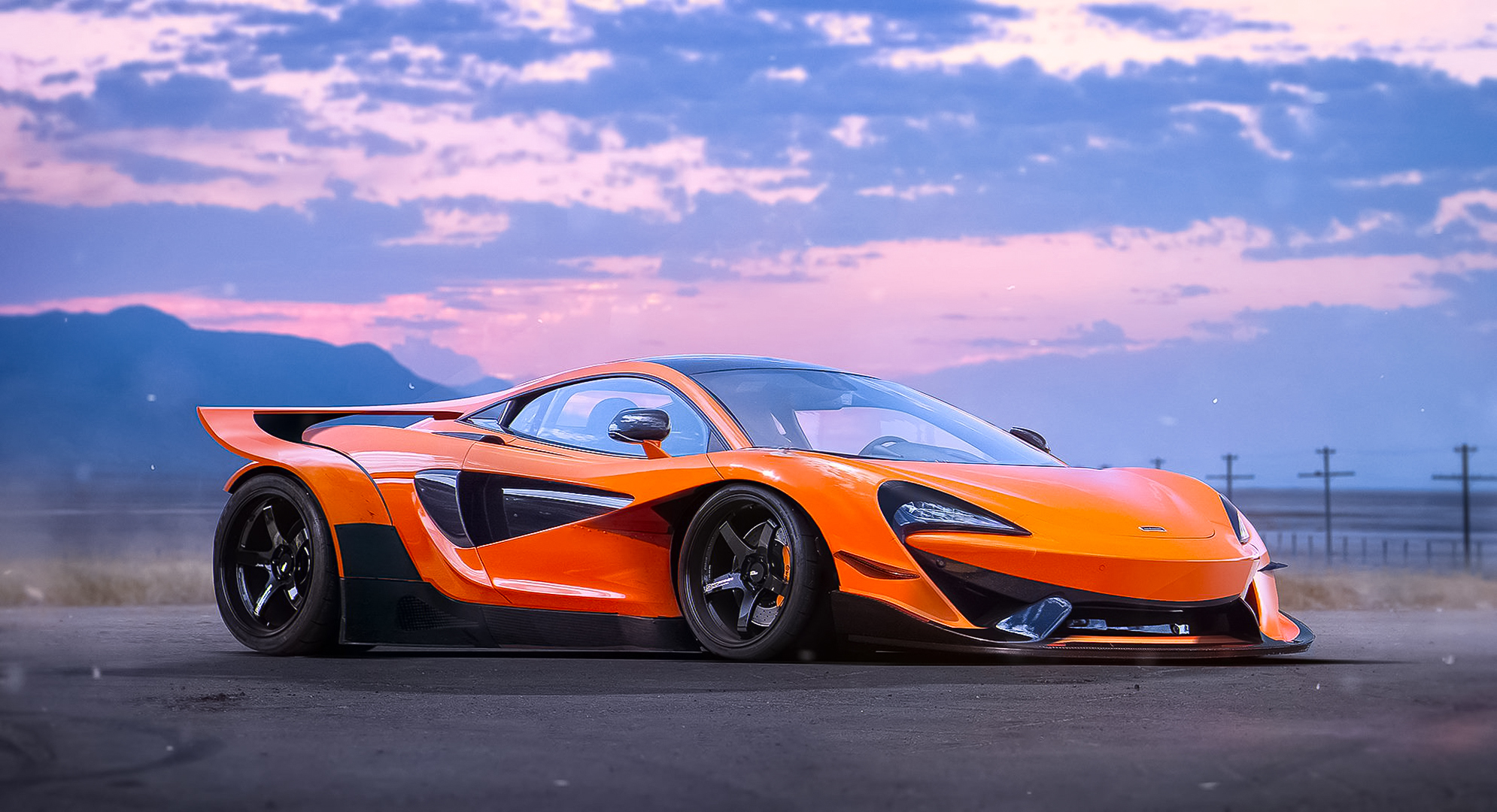 mclaren, 570s, experimental, orange, side view