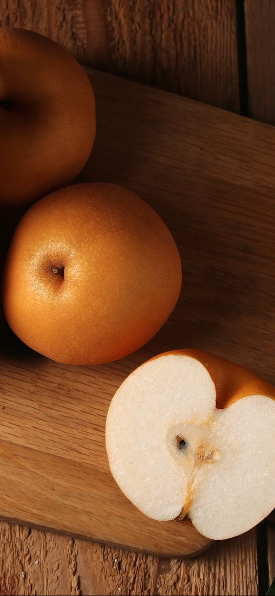 chinese pear, fruit, cutting board