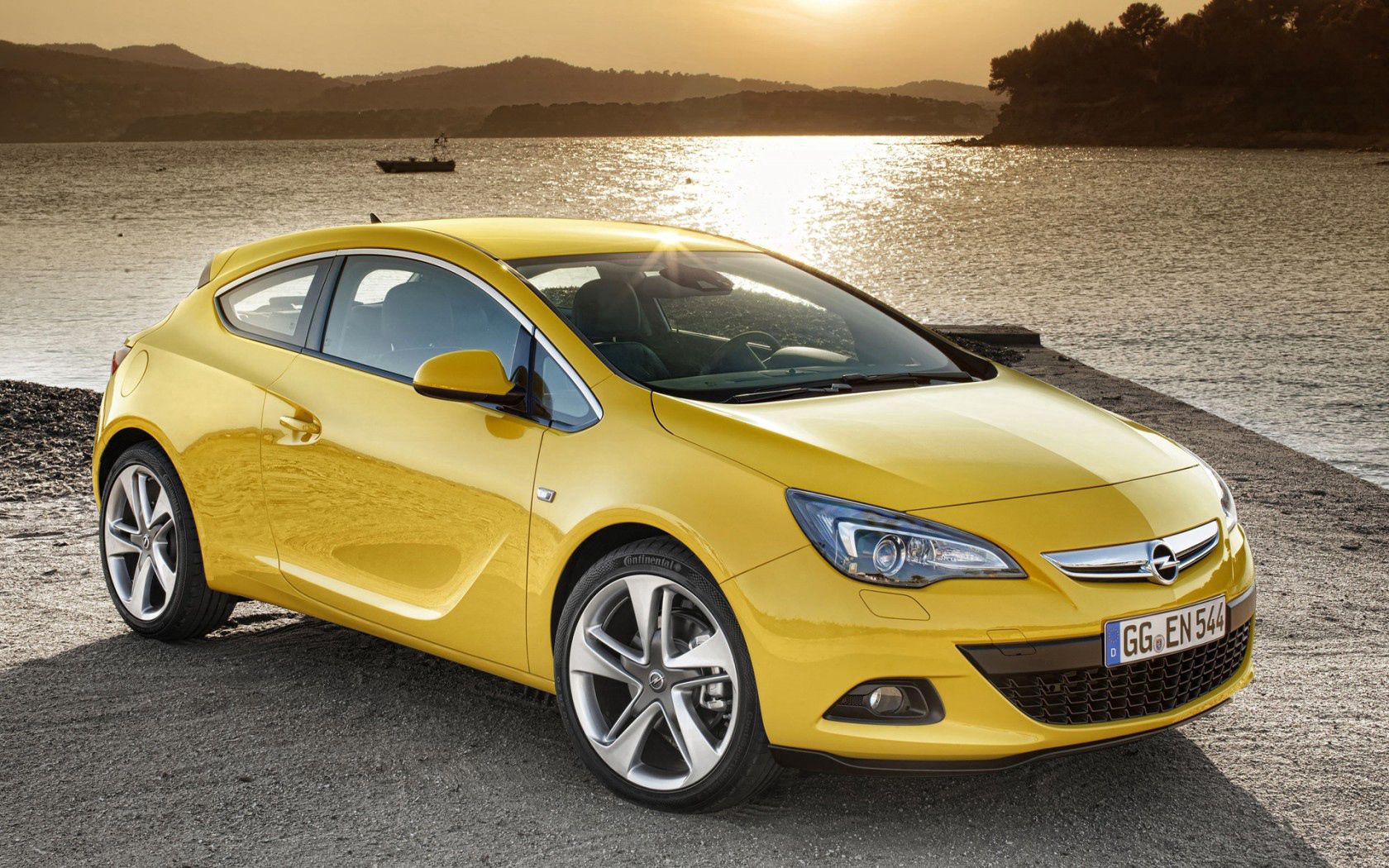 opel, astra, gtc, yellow, side view