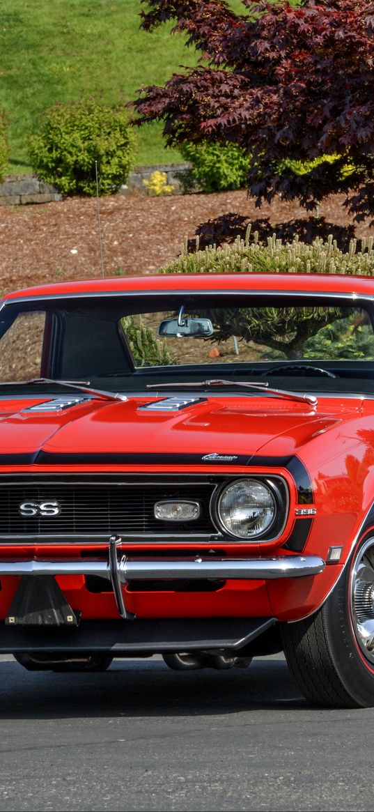 chevrolet, copo, camaro, yenko, sc 427, red, front view