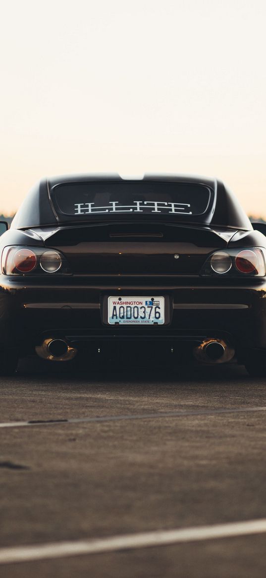 honda, s2000, rear view, black