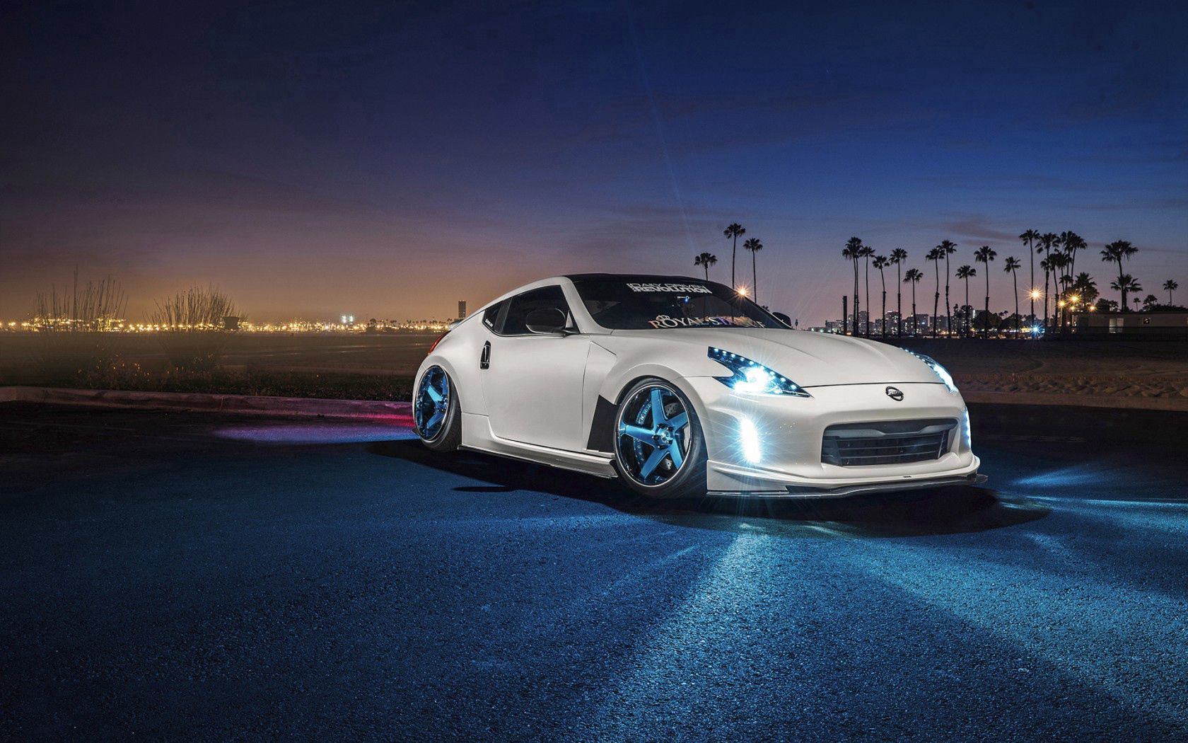 nissan, 370z, avant, white, side view