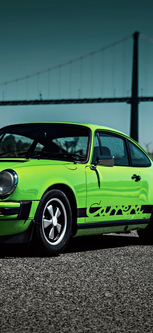 porsche, 911, carrera, 1974, green, side view