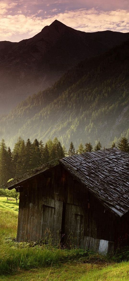 tyrol, austria, misty, mountain, village