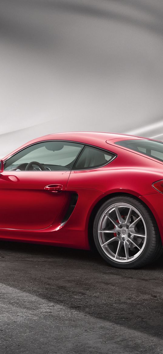 porsche, cayman, gts, red, side view