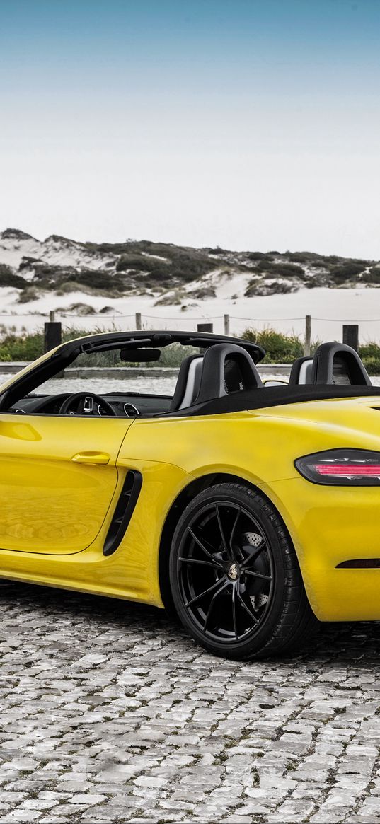 porsche, boxster, yellow, convertible