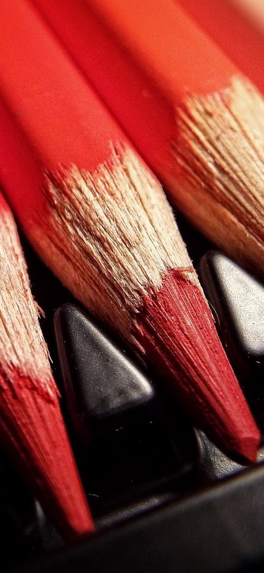 colored pencils, sharpened, red