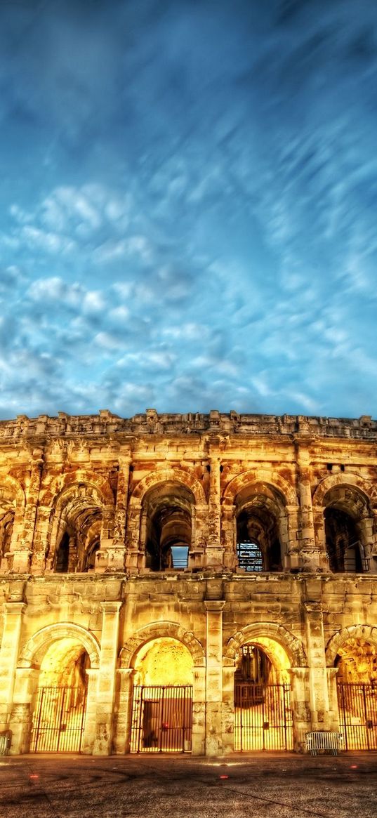 rome, italy, colosseum, light, night, hdr