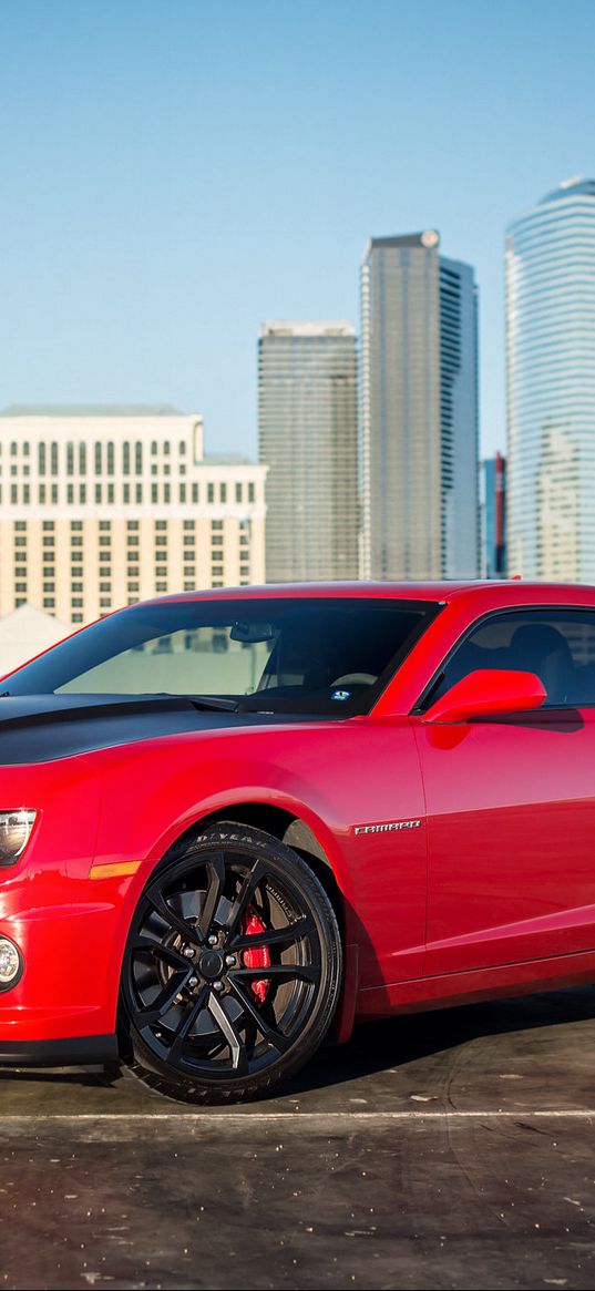 chevrolet, camaro, ss, red, side view