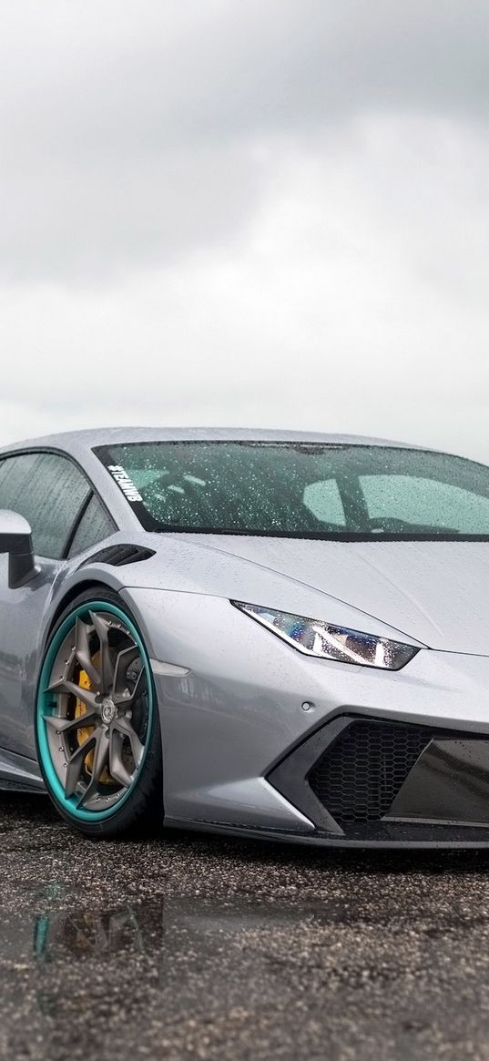 lamborghini, huracan, vorsteiner, gray, side view