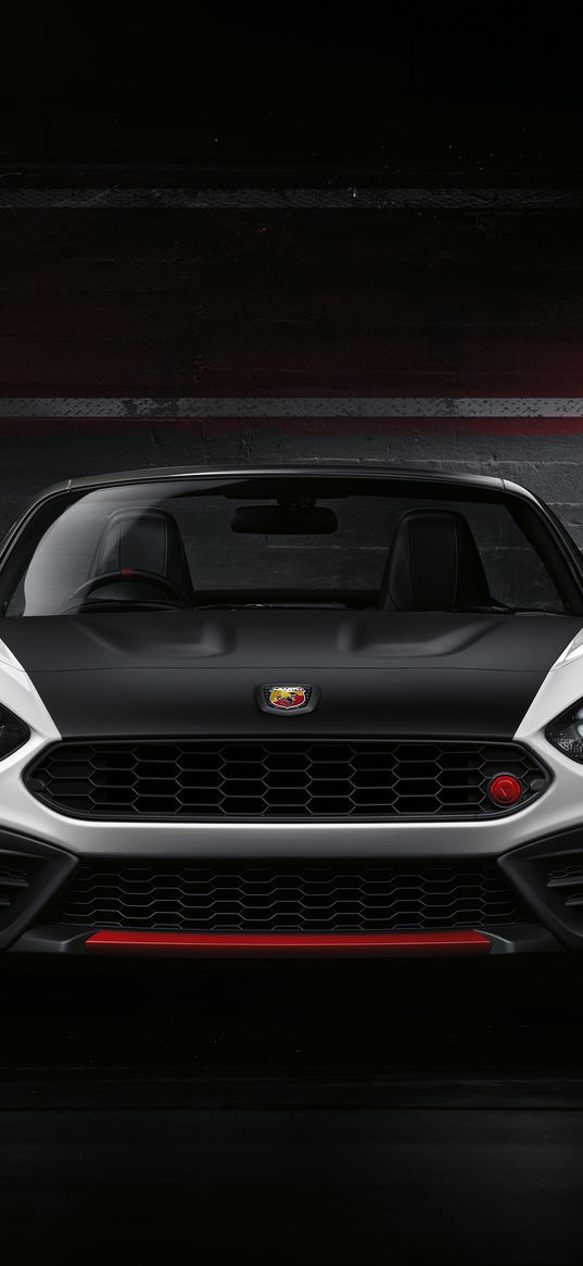 abarth, fiat, front view, black