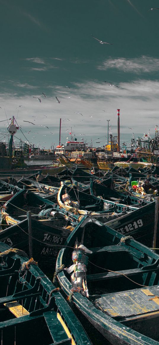 morocco, essaouira, coast, boats, harbor