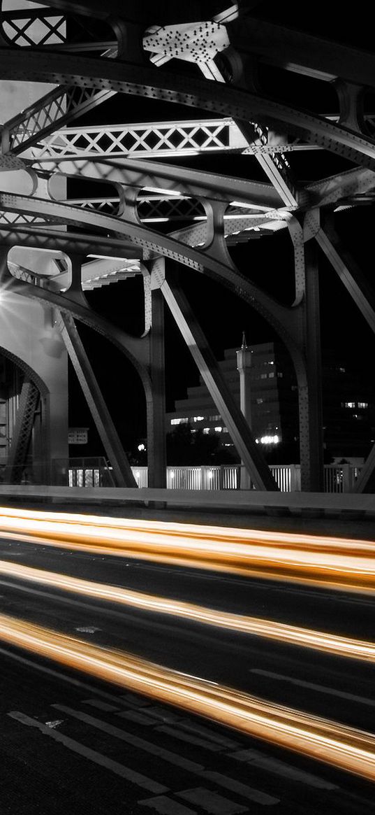 road, night, bridge, traffic