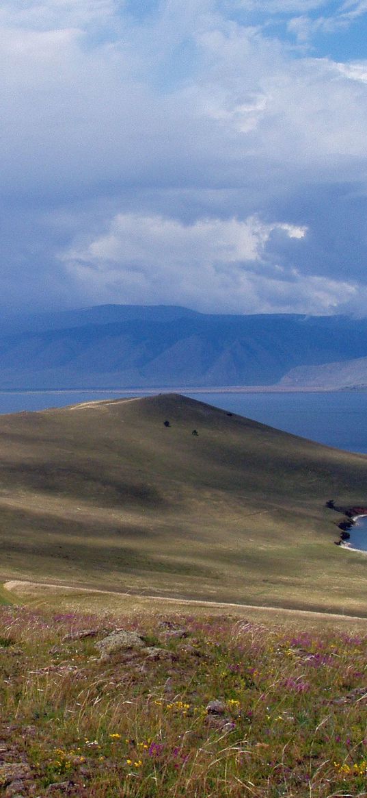 island, ocean, coast, mountains, land, water