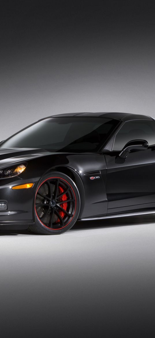 chevrolet, corvette, z06, side view, black