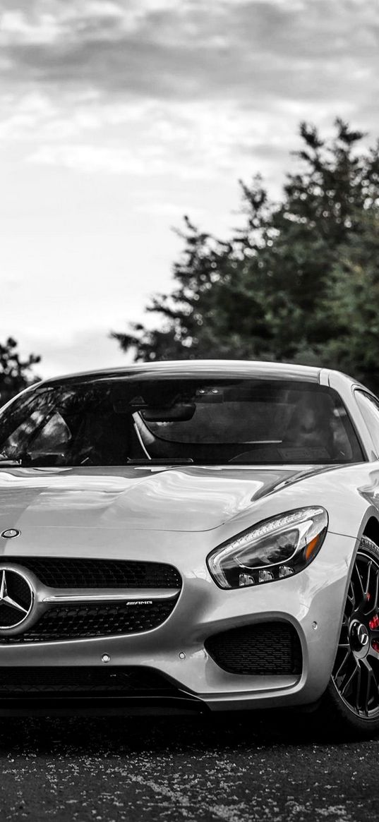 mercedes-benz, gt3, c190, silver, front view