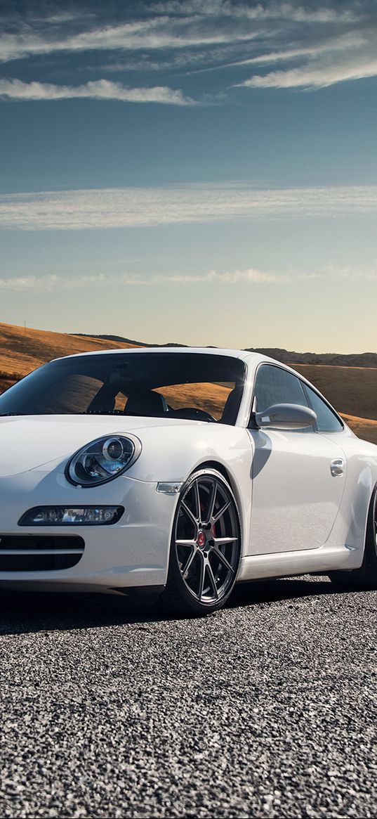 porsche 997, carrera s, white, side view