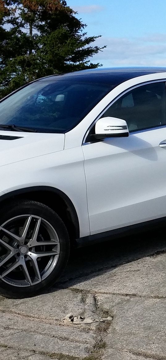 mercedes-benz gle, coupe, white, side view