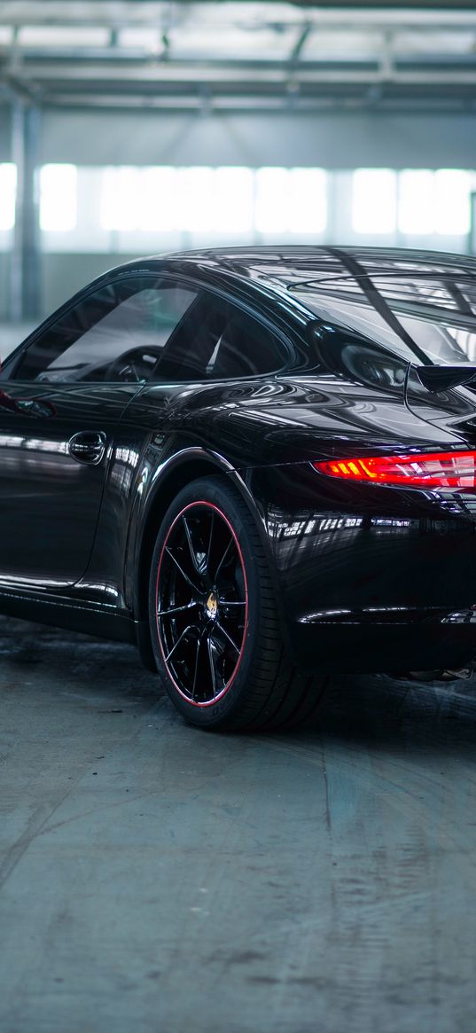 porsche, 911, carrera, black, side view