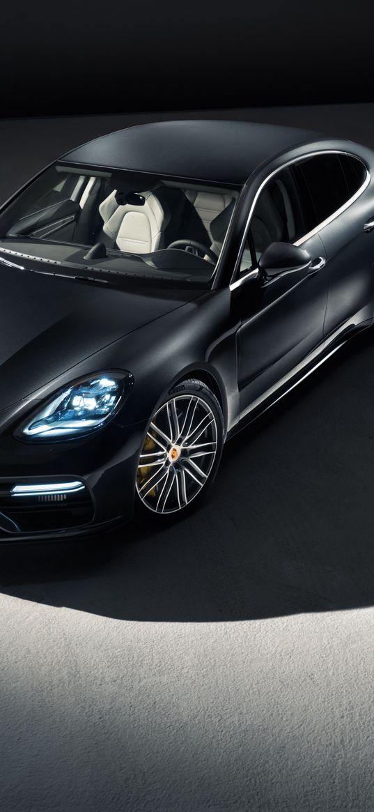 porsche, panamera, front view, shadow