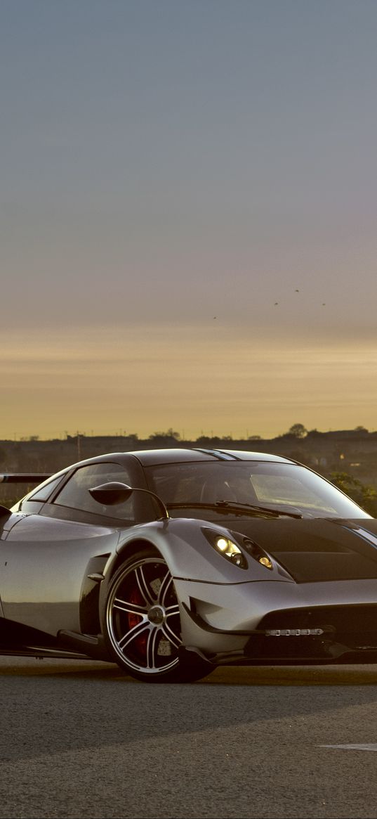 pagani, huayra, side view, road