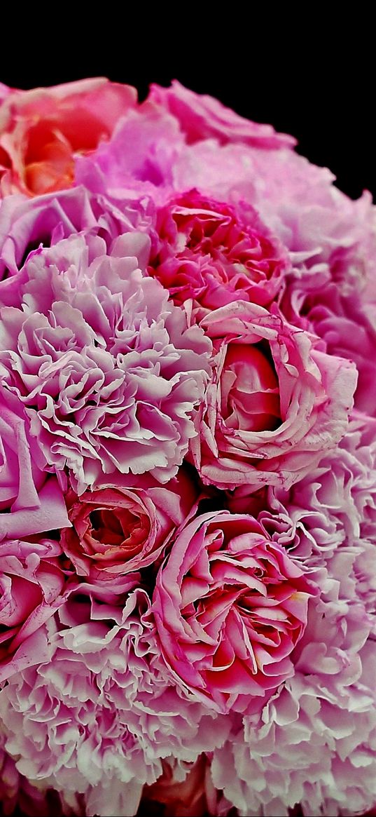 carnations, roses, bouquet, pink