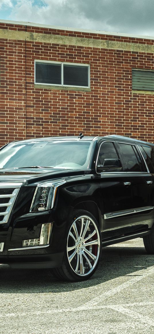 cadillac, escalade, black, side view