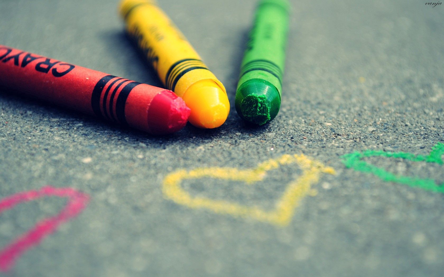 crayons, pencil, drawing, asphalt, heart, colorful, positive