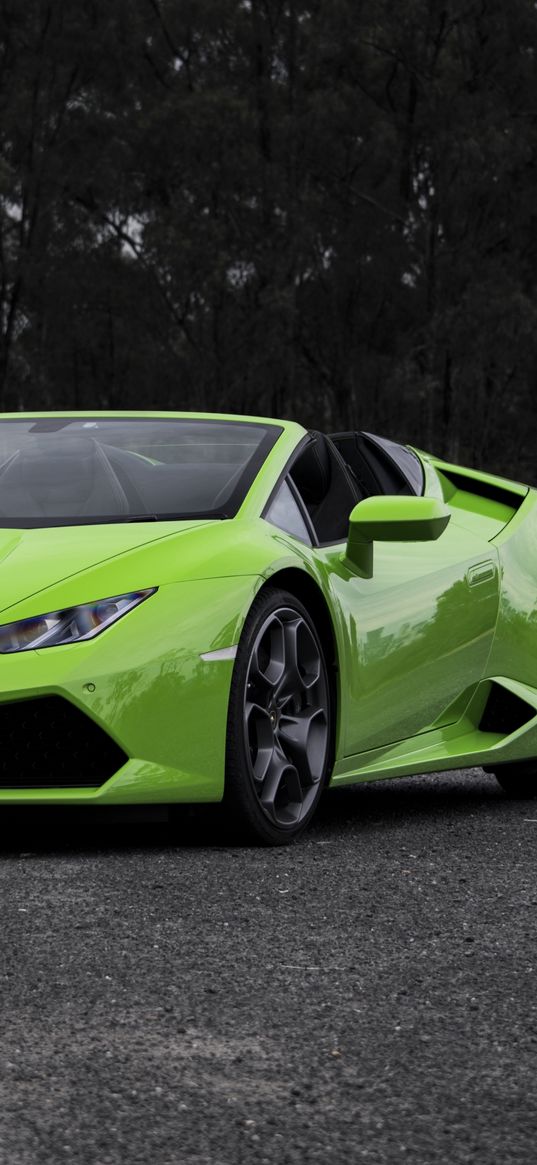 lamborghini, huracan, lp610-4, green, side view