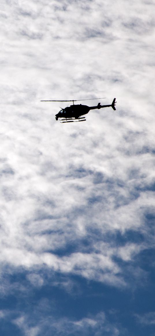 helicopter, sky, clouds, flight