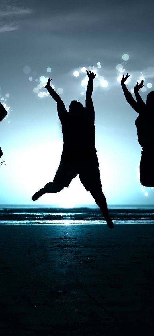 people, jump, happiness, beach, shadow, image