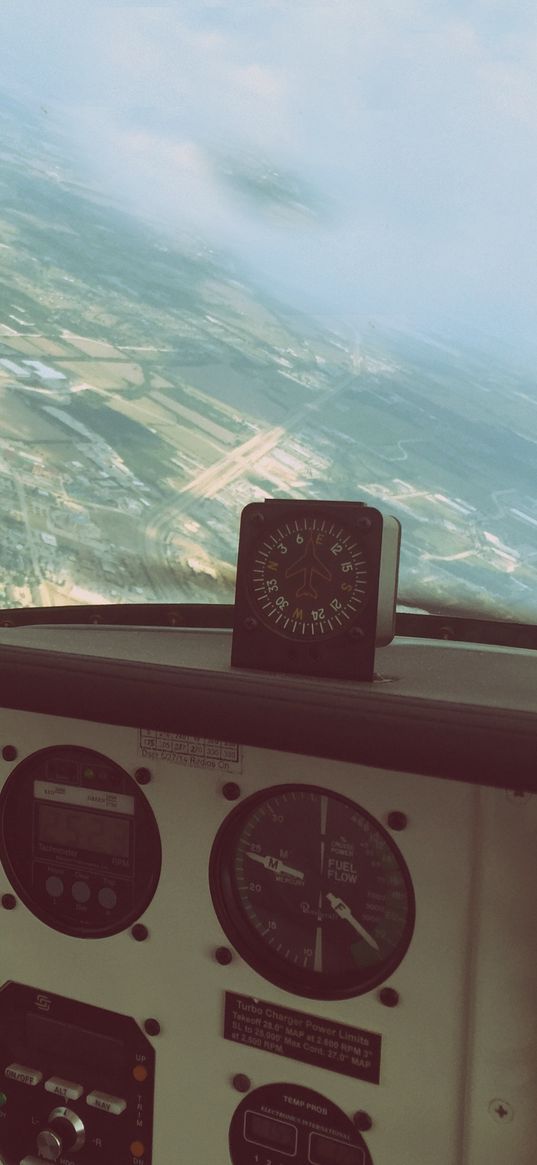 cockpit, aircraft, panel, sky