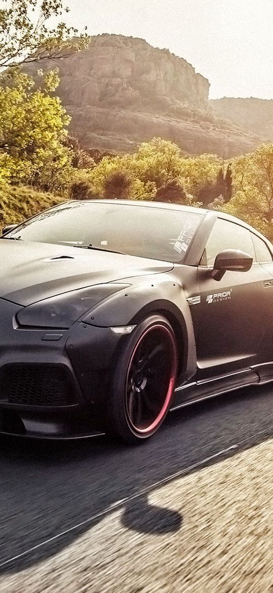 nissan, gt-r, r35, side view, motion