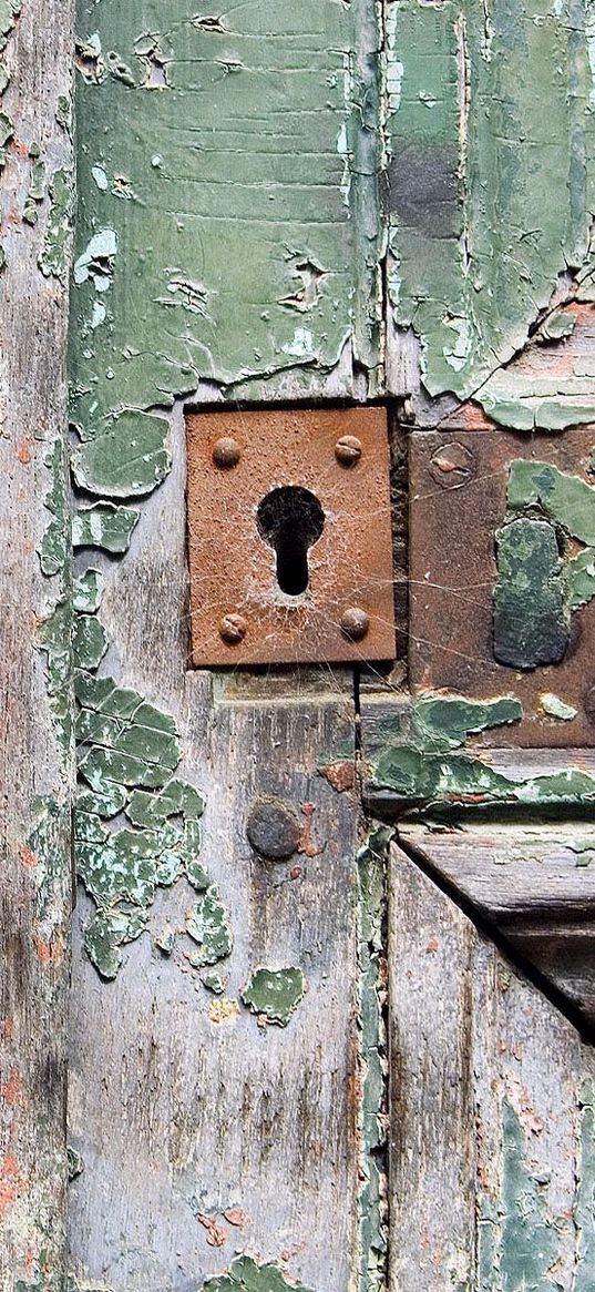 door, keyhole, rust, paint, old