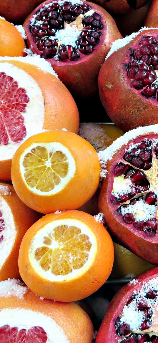 pomegranate, grapefruit, oranges, fruit