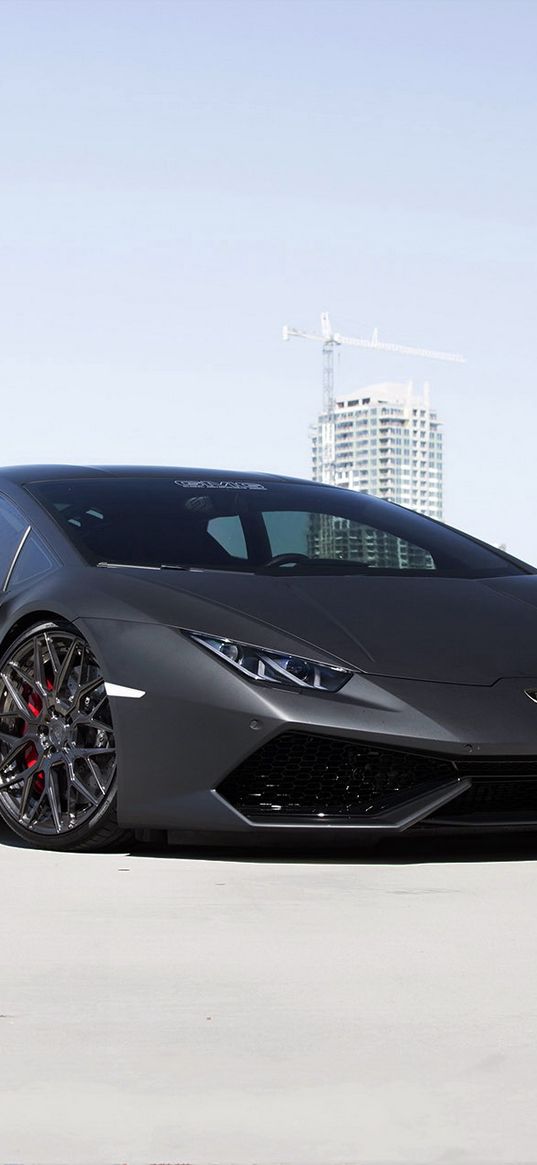 lamborghini, huracan, gmg, black, side view, tuning