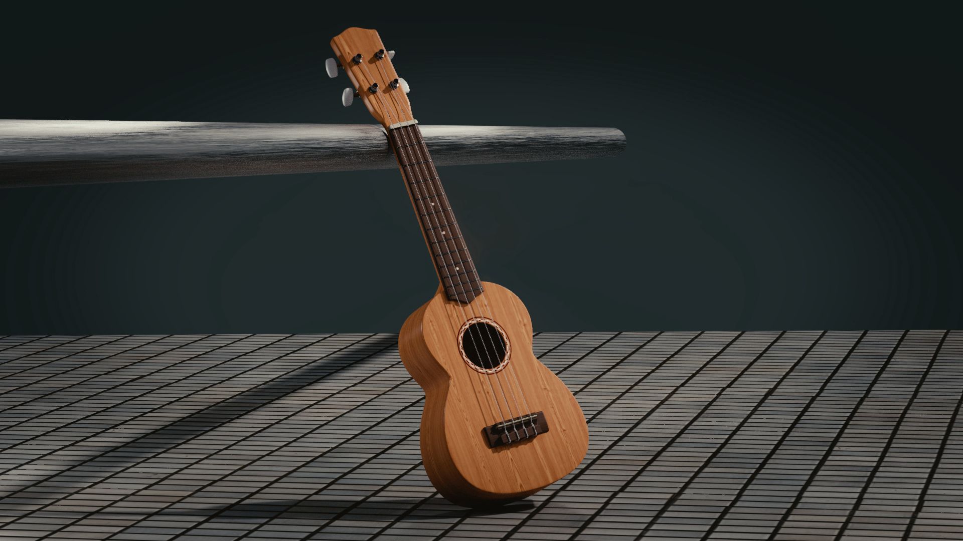 guitar, 3d, space, musical instrument