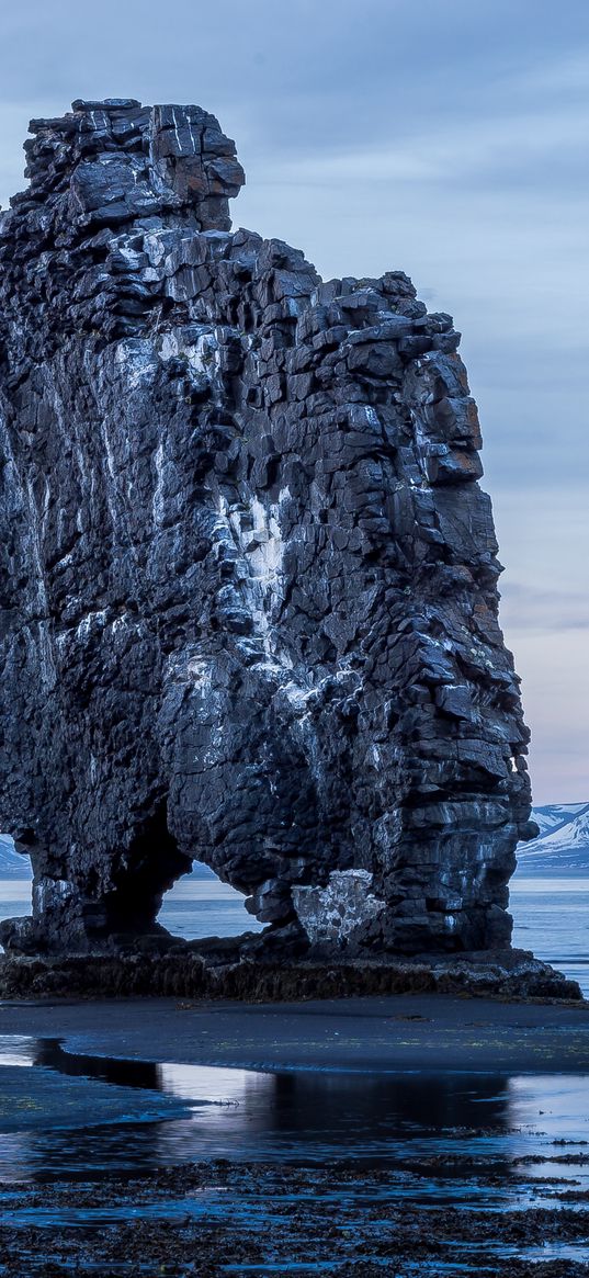 cliffs, coast, shore, water, mountains