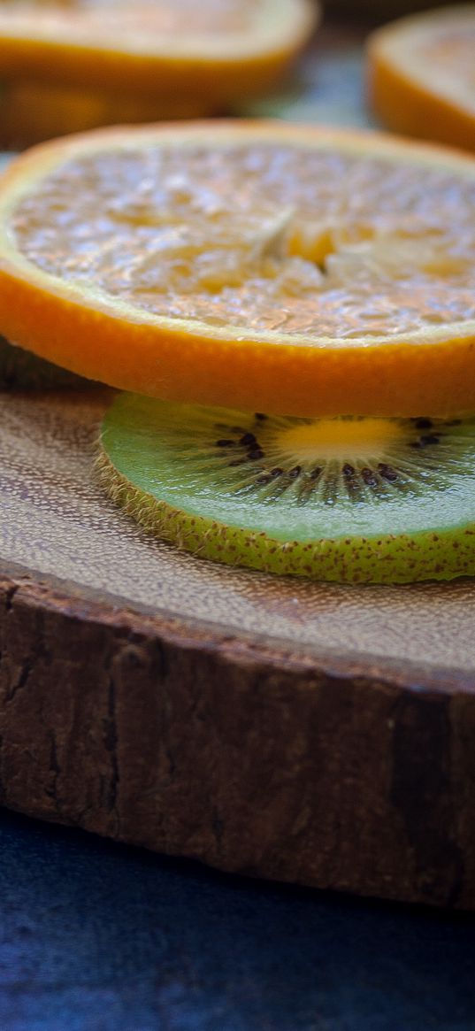 orange, kiwi, sliced, fruit