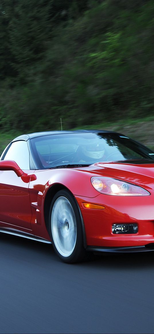 chevrolet, corvette, zr1, red, side view