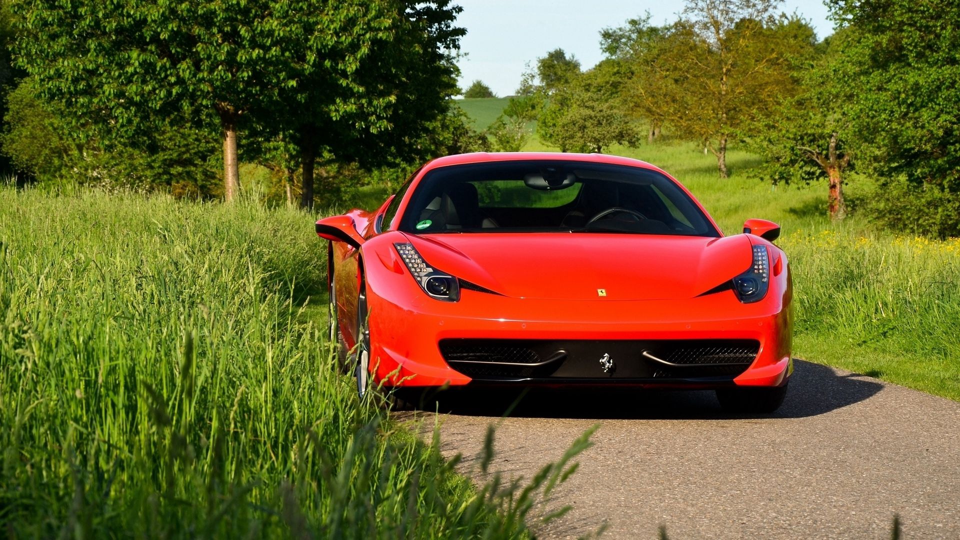 ferrari 458, red, front view