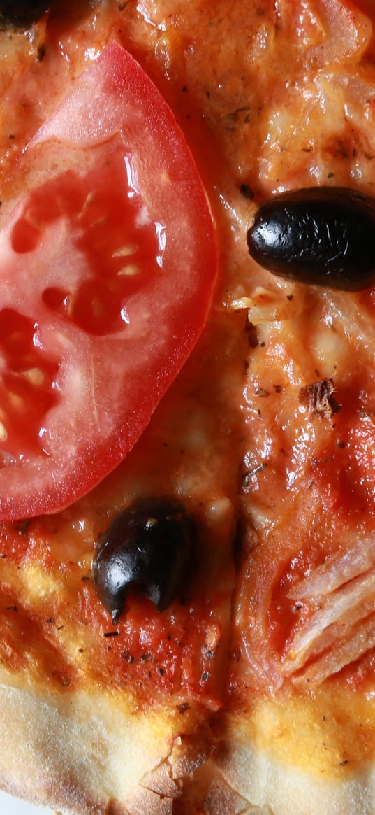 pizza, tomatoes, olives