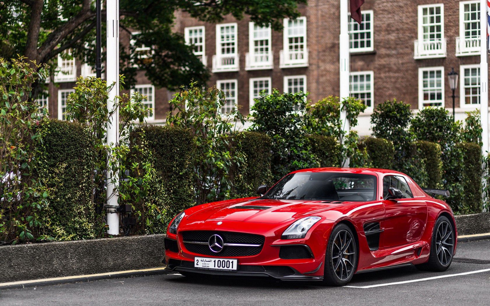 mercedes-benz, sls, side view, red