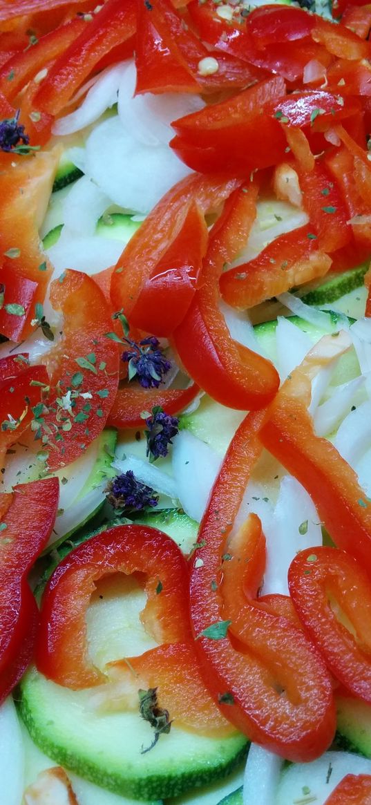 zucchini, pepper, sliced, vegetables