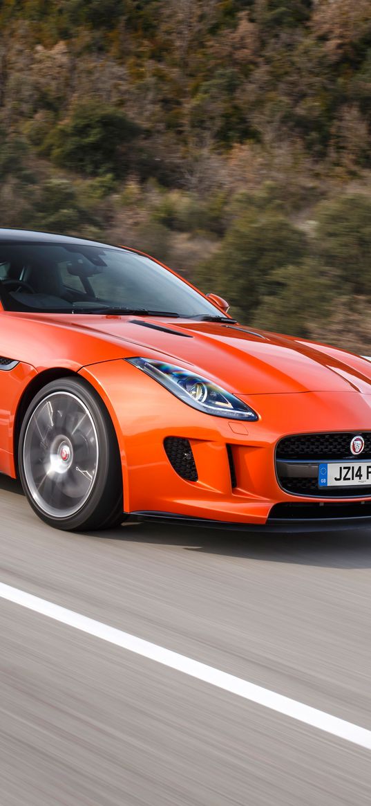 jaguar, f-type, side view, movement