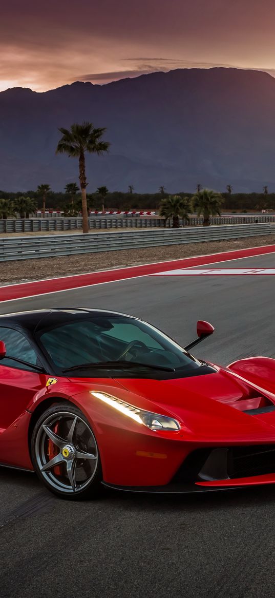 ferrari, laferrari, red, side view