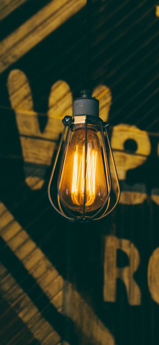 lamp, wall, inscription, lighting