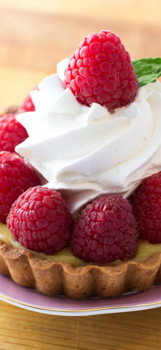 tartlet, berries, cream, raspberry