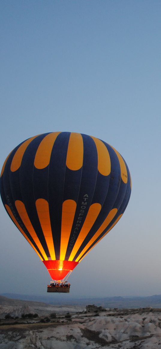 air balloon, night, hill